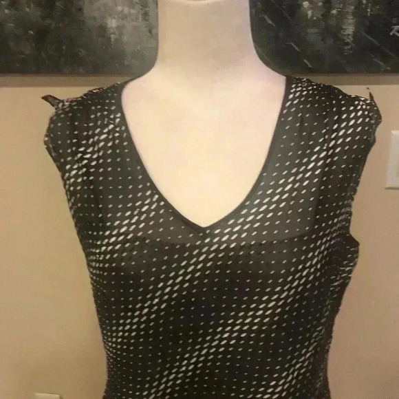 Kay Unger Black and White Silk Midi Dress with Double Lined Slip -Size 12 - Picture 6 of 10